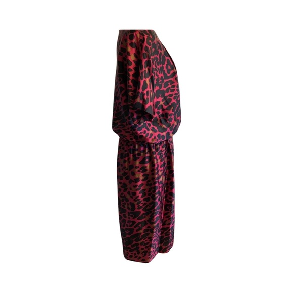 ST. JOHN Silk Raspberry Leopard Print Dress - Picture 5 of 5